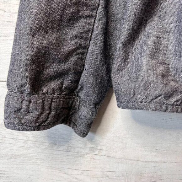 Eileen Fisher Jacket Womens Size Small Peplum Stand Collar 100% Cotton Chambray - Picture 5 of 15